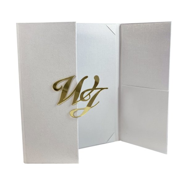 Personalized Plum Suede Acrylic Monogram Folio Invitation Keepsake