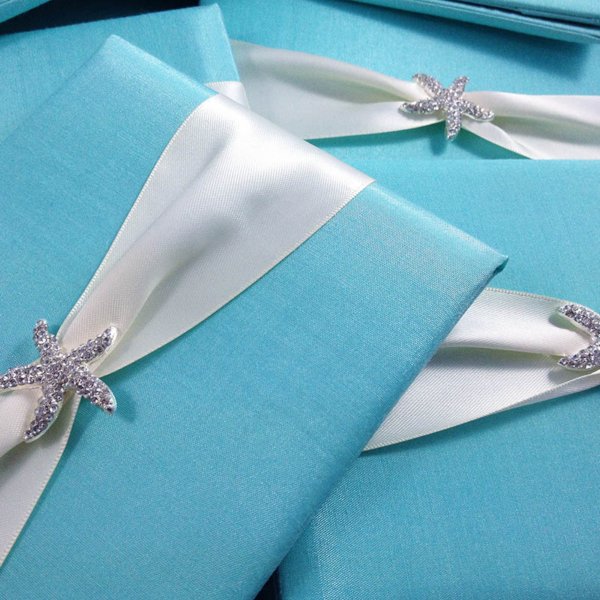 Handcrafted Seaside Vow White Keepsake Folder for Coastal Matrimony