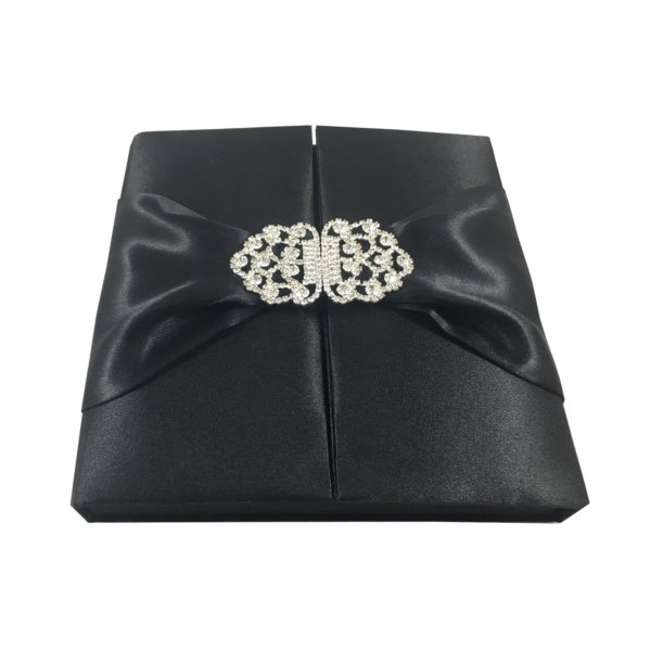 Midnight Silk Crystal-Adorned Treasure Box for Invitations