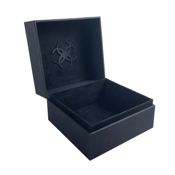 Midnight Velvet Box with Crystal-Clear Engraved Acrylic Topper