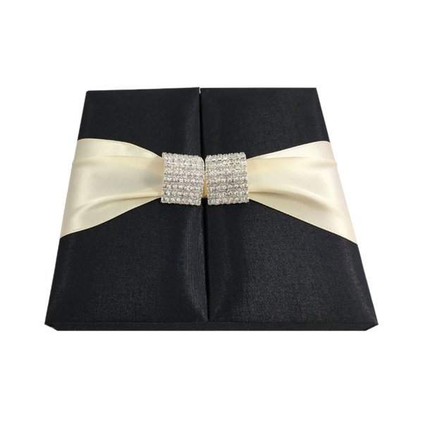 Midnight Velvet Gift Enclosure With Brooch & Silk Ribbon