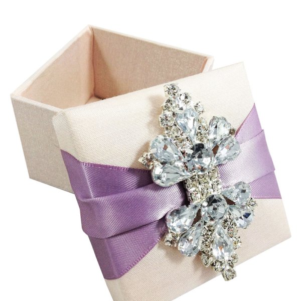 Rosy Keepsake Treasure Box adorned with Purple Bow and Sparkle Gem