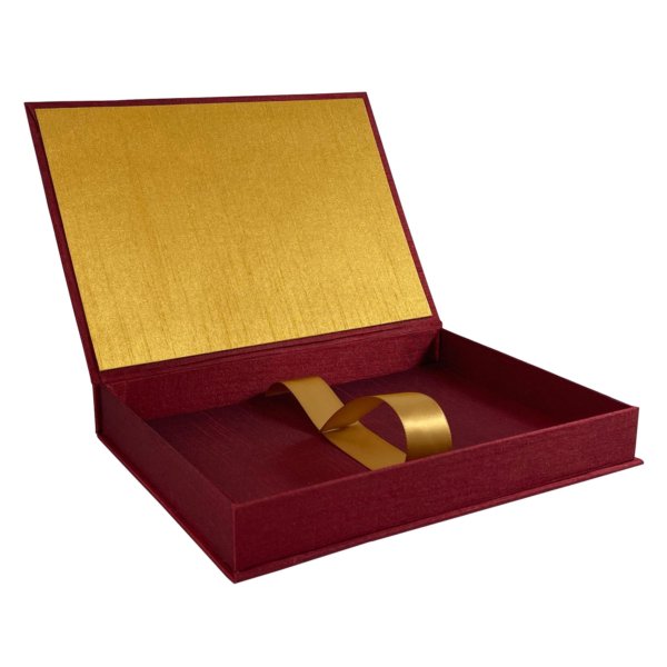 Red Gold Thai Silk Wrapped Ceremonial Box Invitation