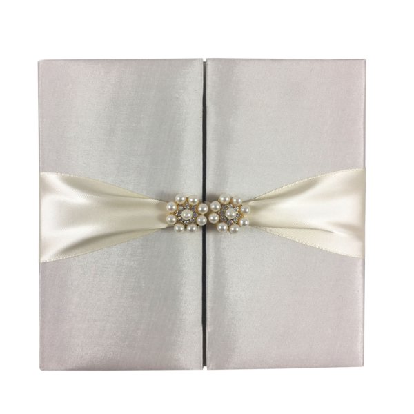 Triple-Layered Ivory Pearl Handcrafted Marriage Announcement Suite