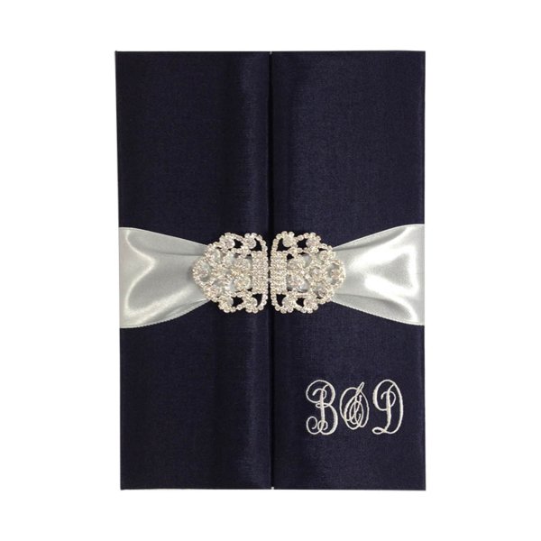 Midnight Bloom Silken Ceremonial Keepsake Folder in Navy