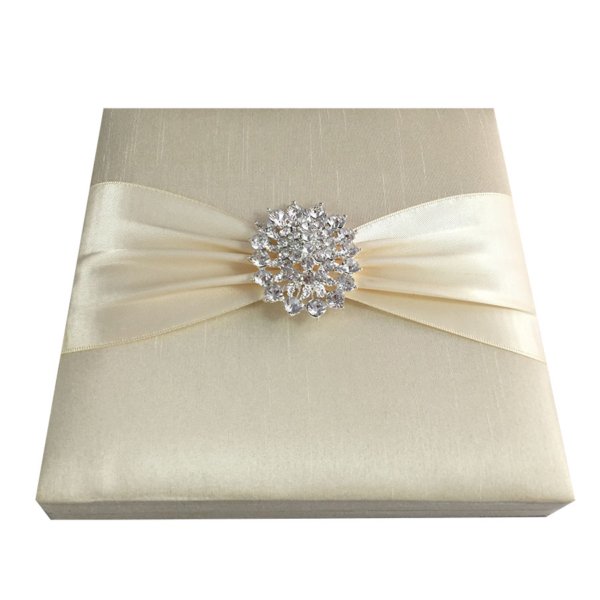 Regal Pure Silk Diamond-Adorned Keepsake Box In Vibrant Dupioni