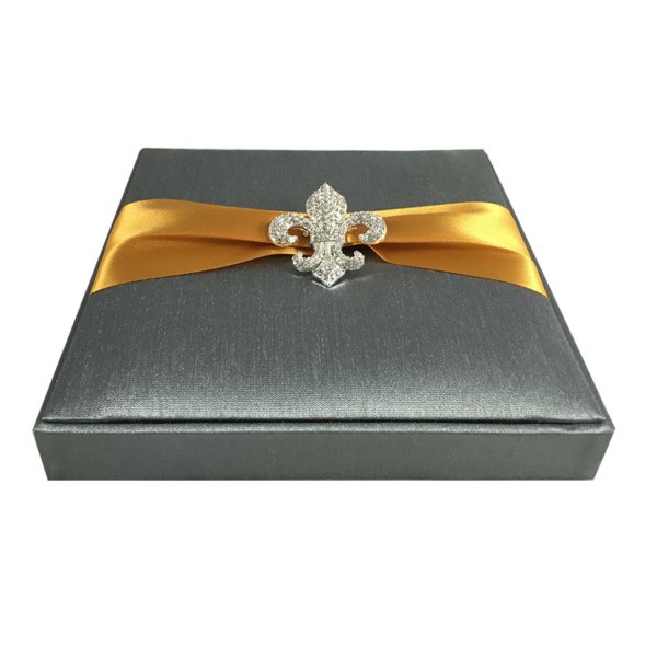 Midnight Fleur De Lis Silk Wedding Invitation