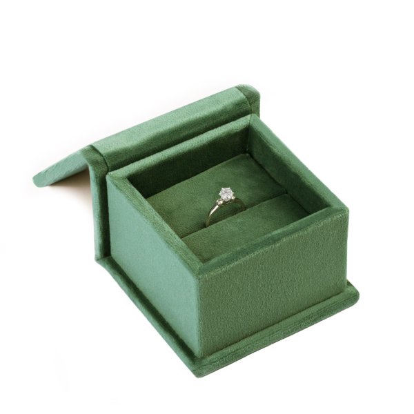 Emerald Velvet Haven: Plush Engagement Ring Sanctuary