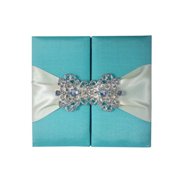 Ivory Silk Artisanal Bridal Invites with Sparkling Crystal Adornment
