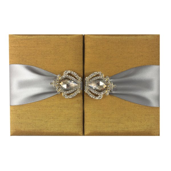 Royal Crown Silk Folio Invitation - Opulent White Ceremonial Stationery
