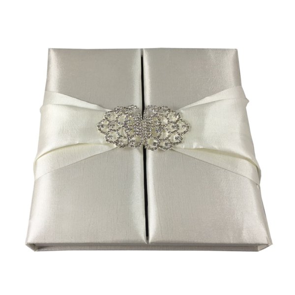 Sapphire Taffeta Silk-Wrapped Wedding Invitation Box