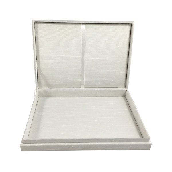 Ivory Dupioni Silk Treasures Keepsake Box with Artisanal Hinged Lid