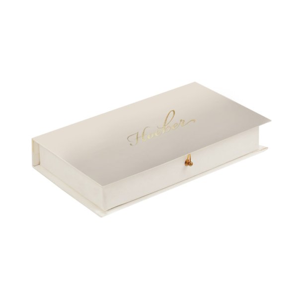 Shimmering Ivory Box with Gold Foil Accents for Wedding Keepsakes