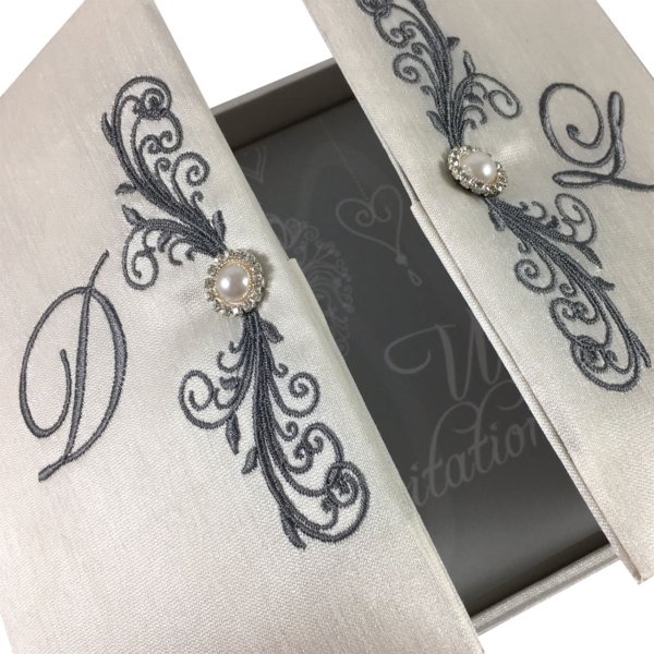 Pristine Ivory Statement Couture Wedding Box Invitation Showstopper