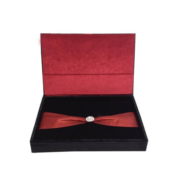 Regal Crimson Velvet Box Invites for Matrimonial Celebration