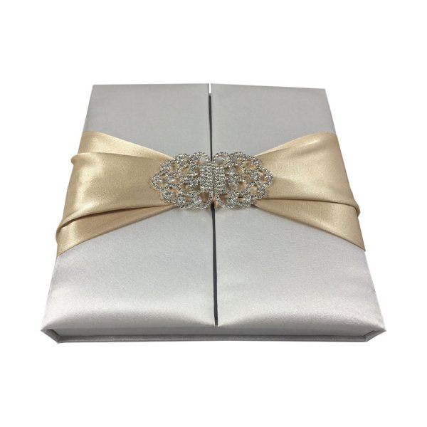 Pristine Ivory Golden Keepsake Heritage Bridal Announcement Treasure Box