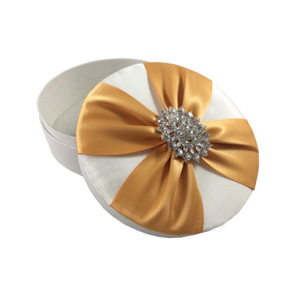 Sumptuous Ivory-Golden Matrimonial Confection Encasement for Sweet Celebrations
