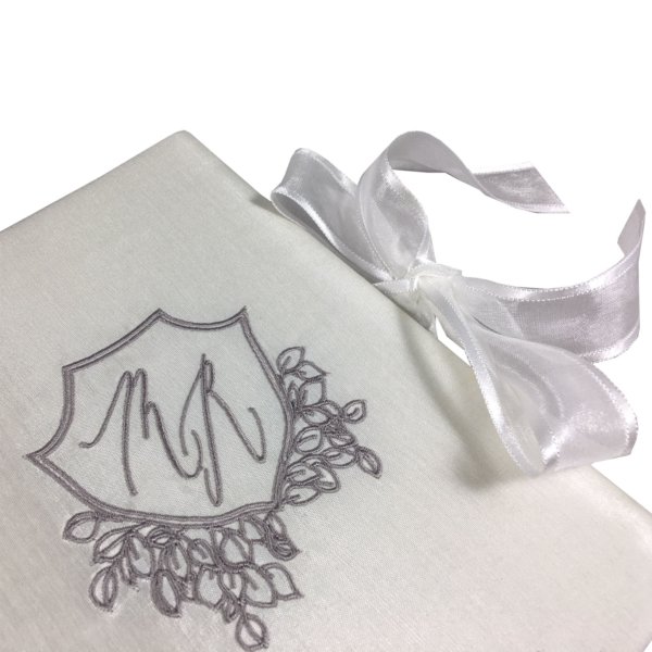 Golden Thread Ivory Silk Monogram Folio