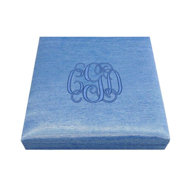 Bespoke Ivory Embroidered Monogram Wedding Memory Treasure Keepsake Box