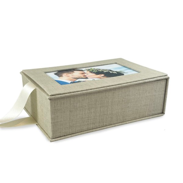 Cream Linen Keepsake Memory Box For Cherished Photographs