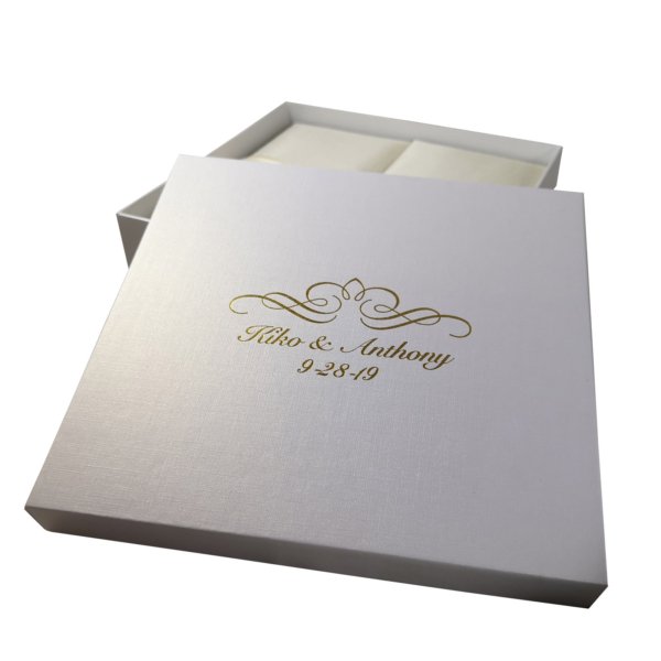 Pearlescent White Shipping Container with Gilded Cover