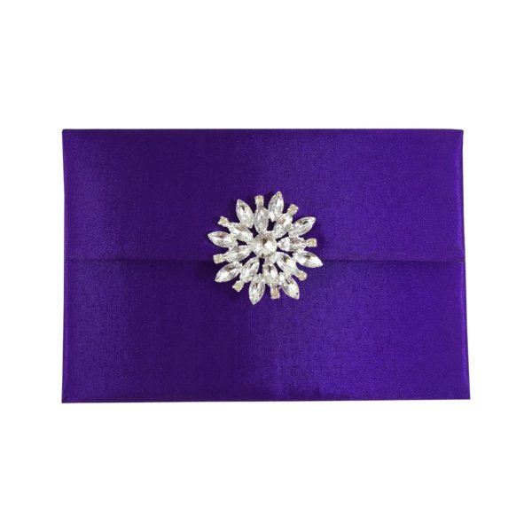 Star-Studded Purple Envelope Card with Magnetic Clasp Brooch