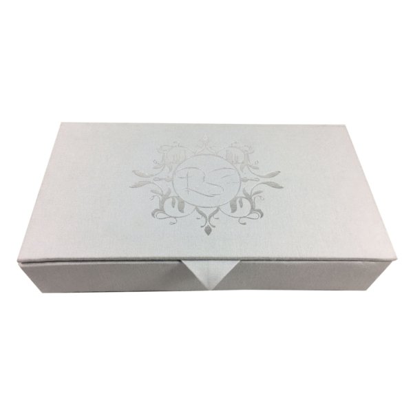 Shimmering Silver Foil Personalized Stationery Box with Monogram