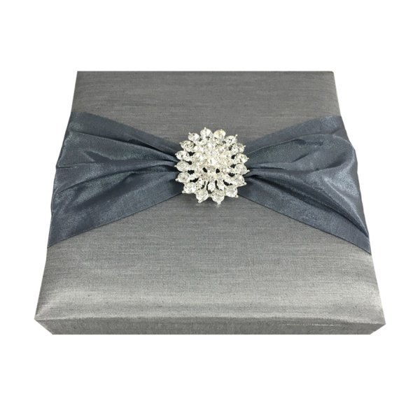 Silver Shimmer Keepsake Box for Glamorous Invitation Cards