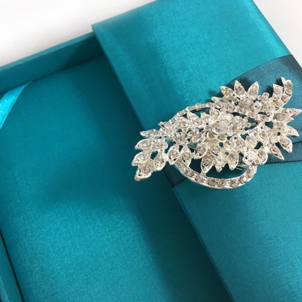 Whimsical Teal Keepsake Box: Modern Bride's Cherished Invitation Sanctuary