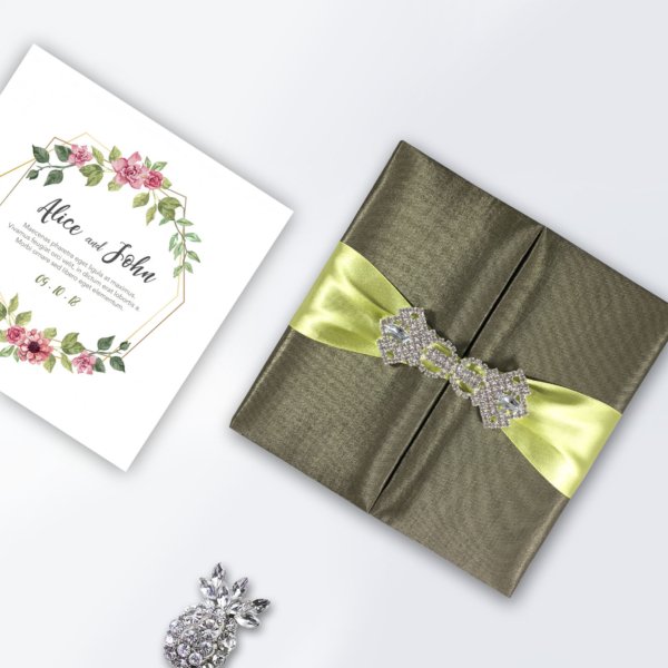 Silk Verdant Chartreuse Box Wedding Invitation Design