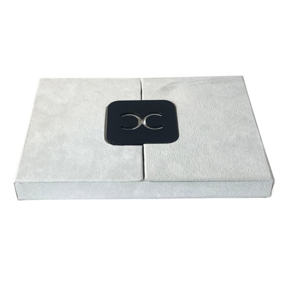 Pristine White Suede Gift Box Featuring Bespoke Laser-Etched Monogram