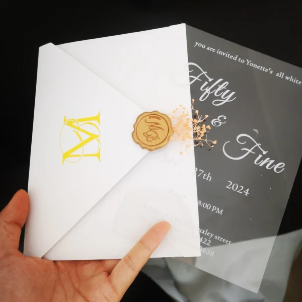 Golden Foliage Crystal-Clear Heritage Invites
